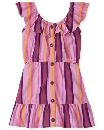 Baby And Toddler Girls Mommy And Me Striped Ruffle Dress