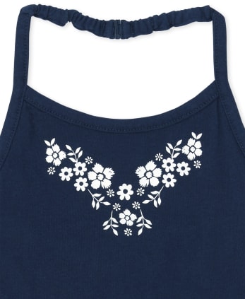 Ensemble 4 pièces licou fleuri pour petites filles