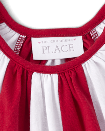 Robe rayée nouée aux épaules pour toute-petite fille