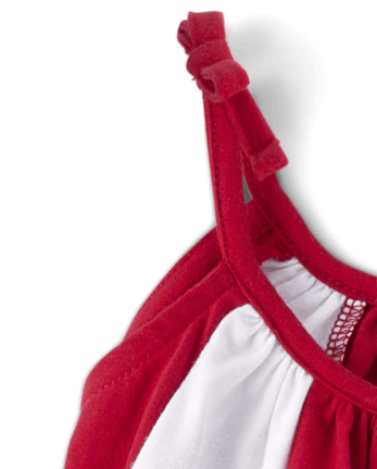 Robe rayée nouée aux épaules pour toute-petite fille