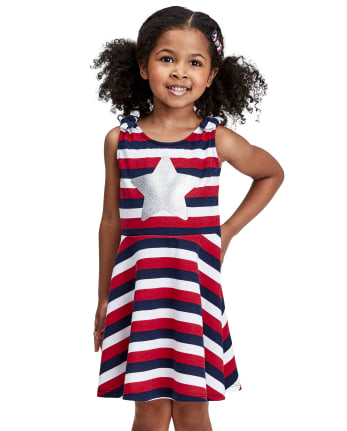Baby And Toddler Girls Americana Star Striped Dress