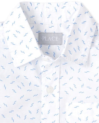 Boys Print Poplin Button Up Shirt
