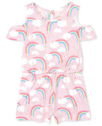Mameluco con hombros descubiertos arcoíris para niñas pequeñas y bebés