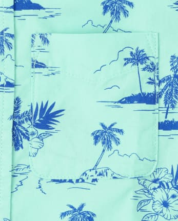 Chemise boutonnée en popeline palmier pour garçon