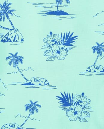 Chemise boutonnée en popeline palmier pour garçon