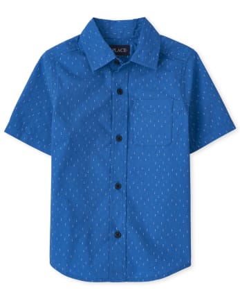 Camisa con botones de popelina estampada para niños