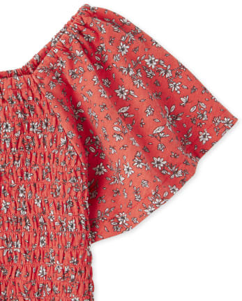 Girls Print Smocked Top