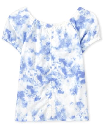Girls Tie Dye Ruched Top