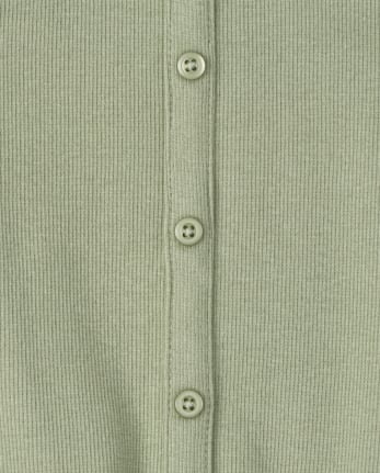 Girls Ribbed Button Tie Front Tank Top