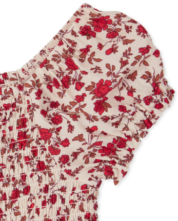 Combishort smocké à fleurs pour fille