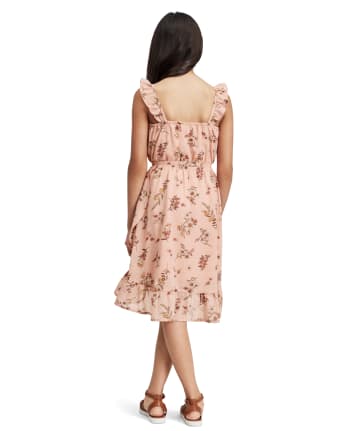 Vestido Niña Volante Floral Cruzado