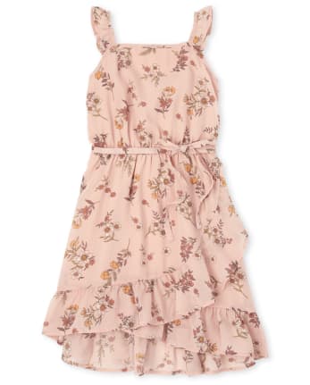 Vestido Niña Volante Floral Cruzado