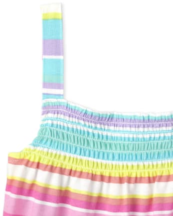 Girls Print Smocked Tank Top