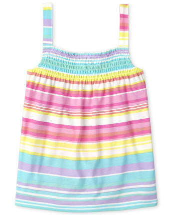 Girls Print Smocked Tank Top