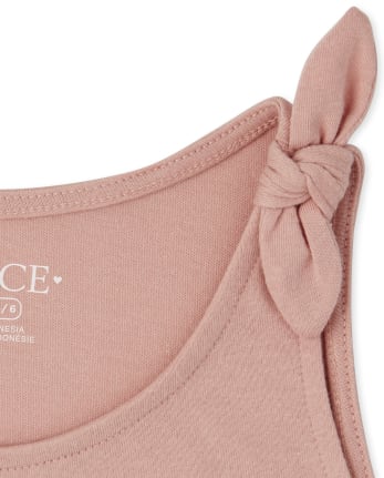 Camiseta sin mangas con lazo en los hombros para niñas, paquete de 2