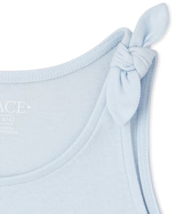 Camiseta sin mangas con lazo en los hombros para niñas, paquete de 2