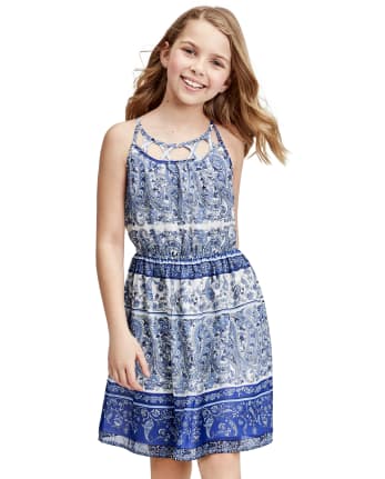 Girls Mommy And Me Paisley Border Dress