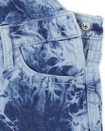 Short en denim tie-dye pour fille