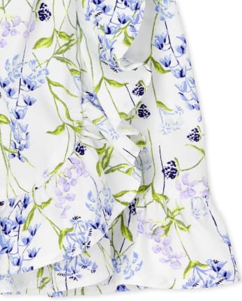 Conjunto de 2 piezas con volantes florales para niñas