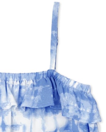 Conjunto de 2 piezas con volantes y teñido anudado para niñas