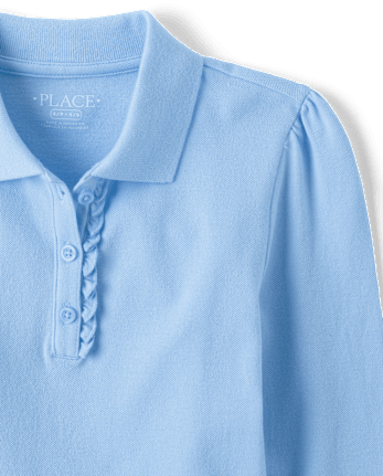 Polo de piqué con volantes Uniform Plus para niñas