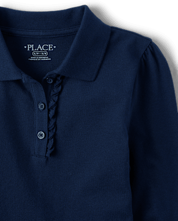 Polo de piqué con volantes Uniform Plus para niñas