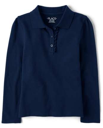 Polo de piqué con volantes Uniform Plus para niñas