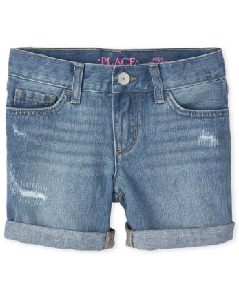 Short midi en jean pour fille