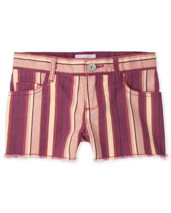 Girls Striped Twill Shortie Shorts