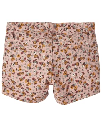 Girls Floral Twill Shortie Shorts