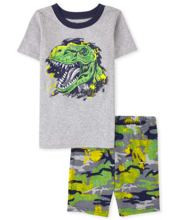 Pijama de algodón de ajuste ceñido Dino para niños