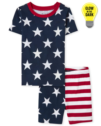 Unisex Kids Matching Family Americana Glow Snug Fit Cotton Pajamas