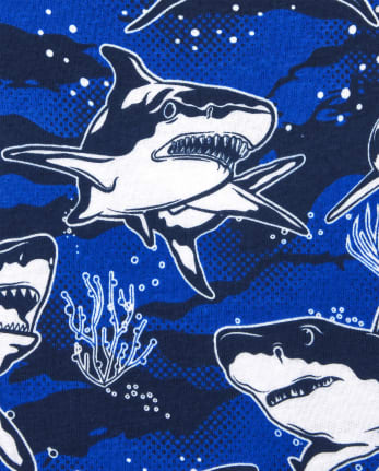 Boys Glow Shark Snug Fit Cotton Pajamas