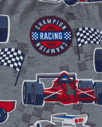 Pack de 2 pijamas de algodón ajustados con diseño de coche de carreras para niño