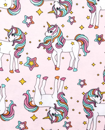 Pijama de algodón con diseño de sirena y unicornio para niñas, paquete de 2
