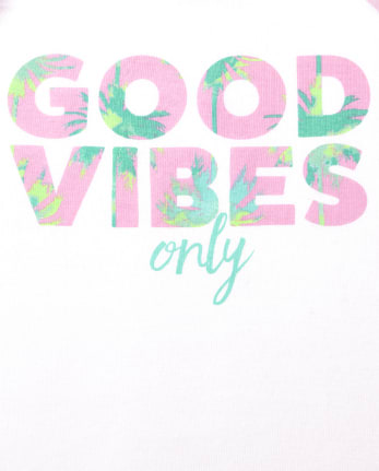 Girls Good Vibes Snug Fit Cotton Pajamas