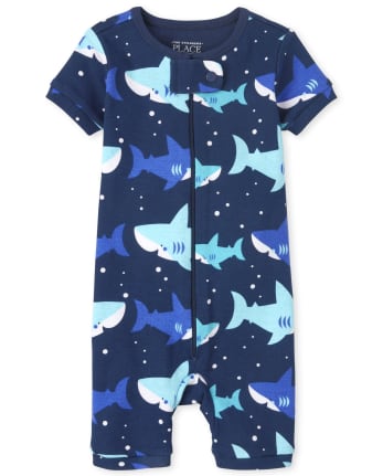 Unisex Baby And Toddler Shark Snug Fit Cotton One Piece Pajamas