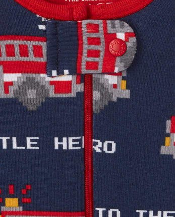 Baby And Toddler Boys Fire Truck Snug Fit Cotton One Piece Pajamas