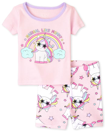 Baby And Toddler Girls Unicorn Snug Fit Cotton Pajamas