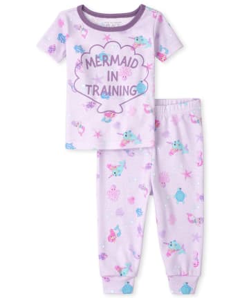 Baby And Toddler Girls Mermaid Snug Fit Cotton Pajamas