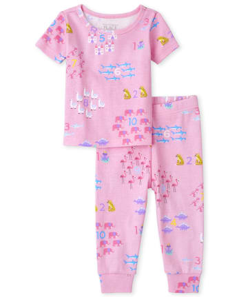 Baby And Toddler Girls Counting Snug Fit Cotton Pajamas