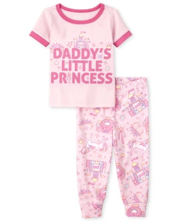 Baby And Toddler Girls Daddy's Princess Snug Fit Cotton Pajamas