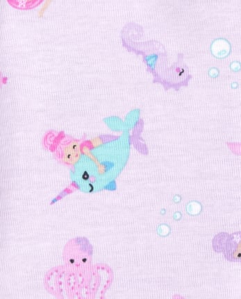 Baby And Toddler Girls Mermaid Snug Fit Cotton Pajamas