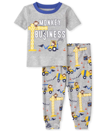 Baby And Toddler Boys Monkey Business Snug Fit Cotton Pajamas