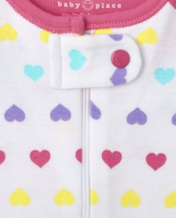 The Childrens Place Baby and Toddler Girls Family Heart Snug Fit Cotton One Piece Pajamas 