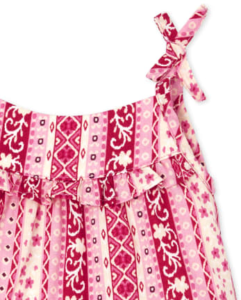 Baby Girls Floral Striped Tiered Dress