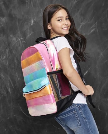 Girls Quilted Striped Backpack