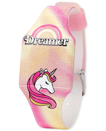 Reloj digital con diseño de unicornio y teñido anudado para niñas
