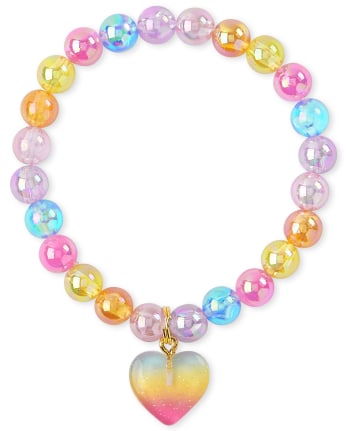Conjunto de collar y pulsera de unicornio arcoíris para niñas