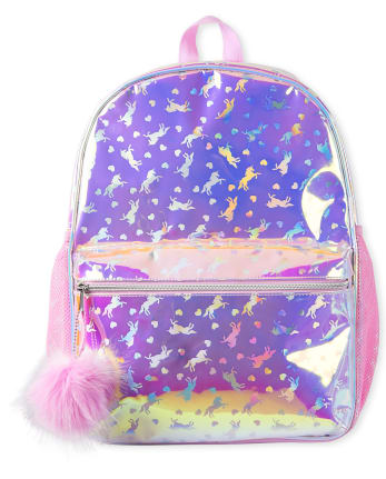 Girls Unicorn Holographic Backpack